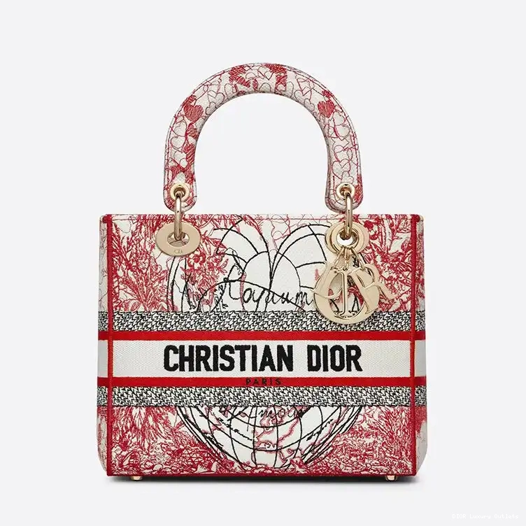 Canvas Bag White Dioramour Motif Red Lady Medium d'Amour D-Royaume D-lite 0627 Luxury